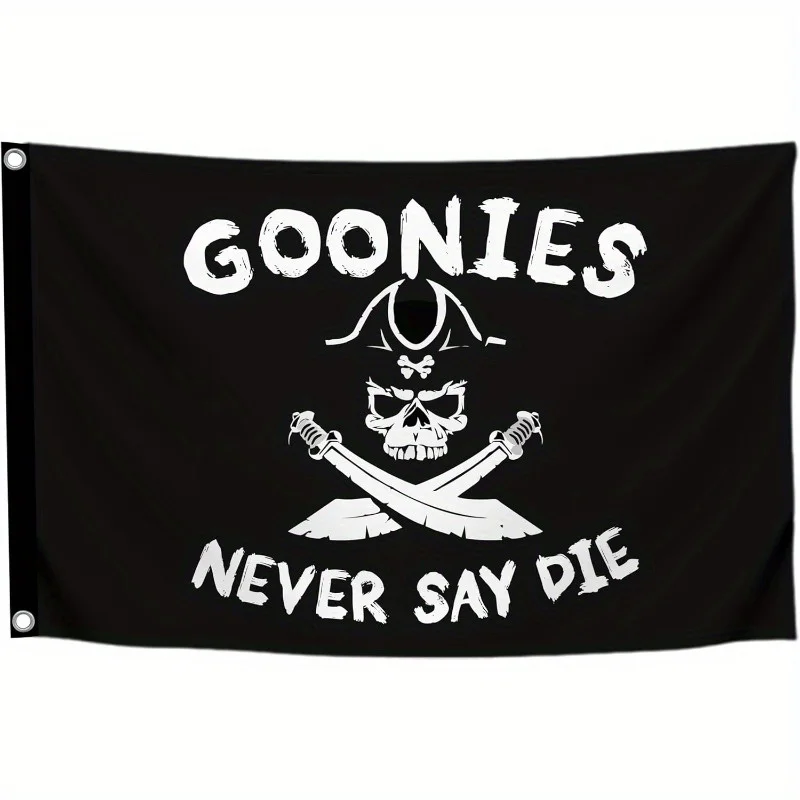 3x5 Feet Never Say Die Single Flag with 2 Grommets - Funny American Pirate Polyester Flag for Boat - Pirate Flags Skull and Swor