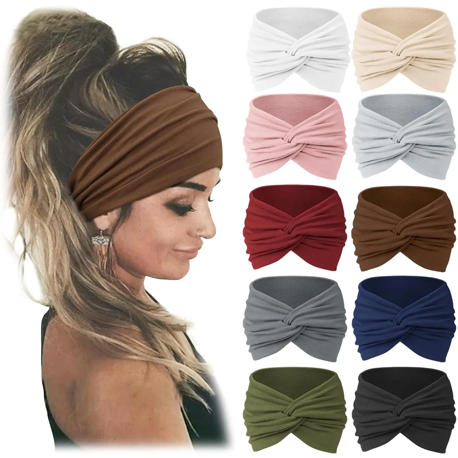 Bohemian European and American Sports Headband Women\'s Wide Yoga Elastic  Running   Hair Accessories Headw