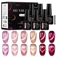 7/9 Uds. Jelly Pink Red Cat juego de esmalte de uñas de Gel magnético corazón gato magnético semipermanente barniz de Gel UV remojo suministros de uñas
