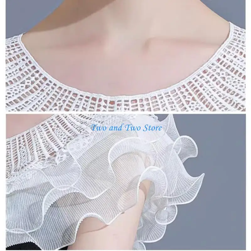 HX6F Retro DIY Lace Shoulder Wrap Soft Polyester Cotton Blend Feminine Styling