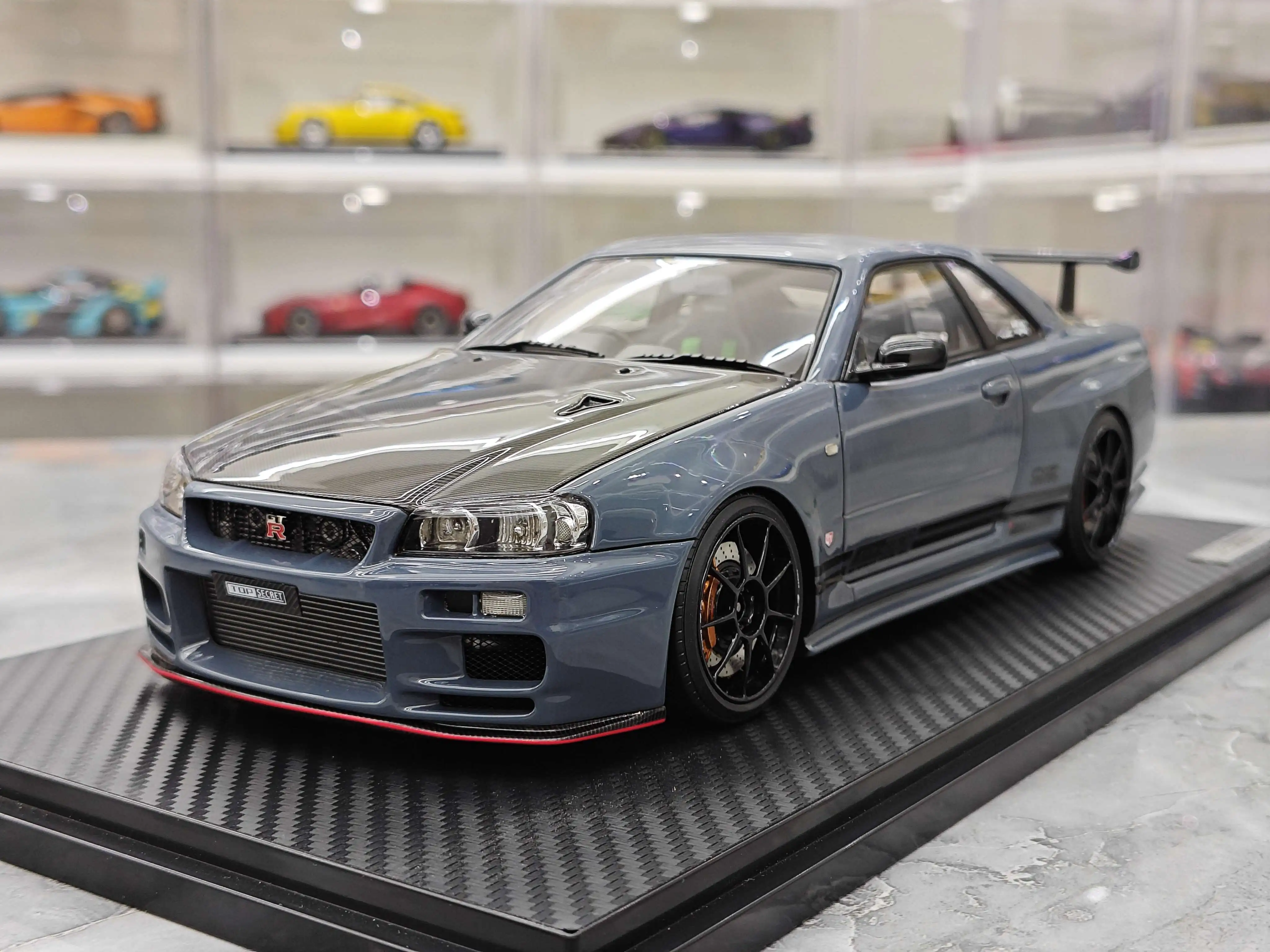 

IG 1:18 GTR BNR R34 TOP SECRET Gray JDM Simulation Limited Edition Resin Metal Static Car Model Toy Gift