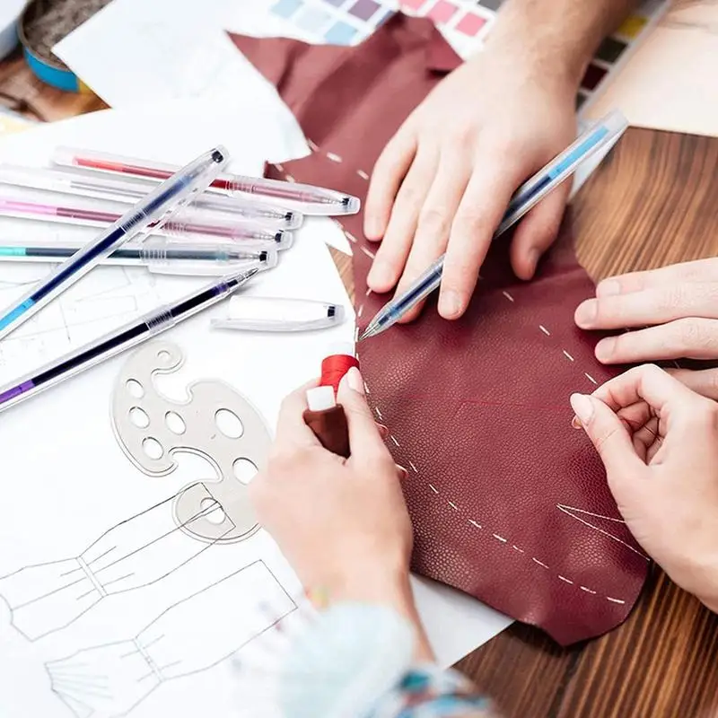 10 pz/set pennarello in tessuto a scomparsa ad alta temperatura penne di ricarica cancellabili per strumento di cucito con marchio in pelle PU in tessuto Patchwork