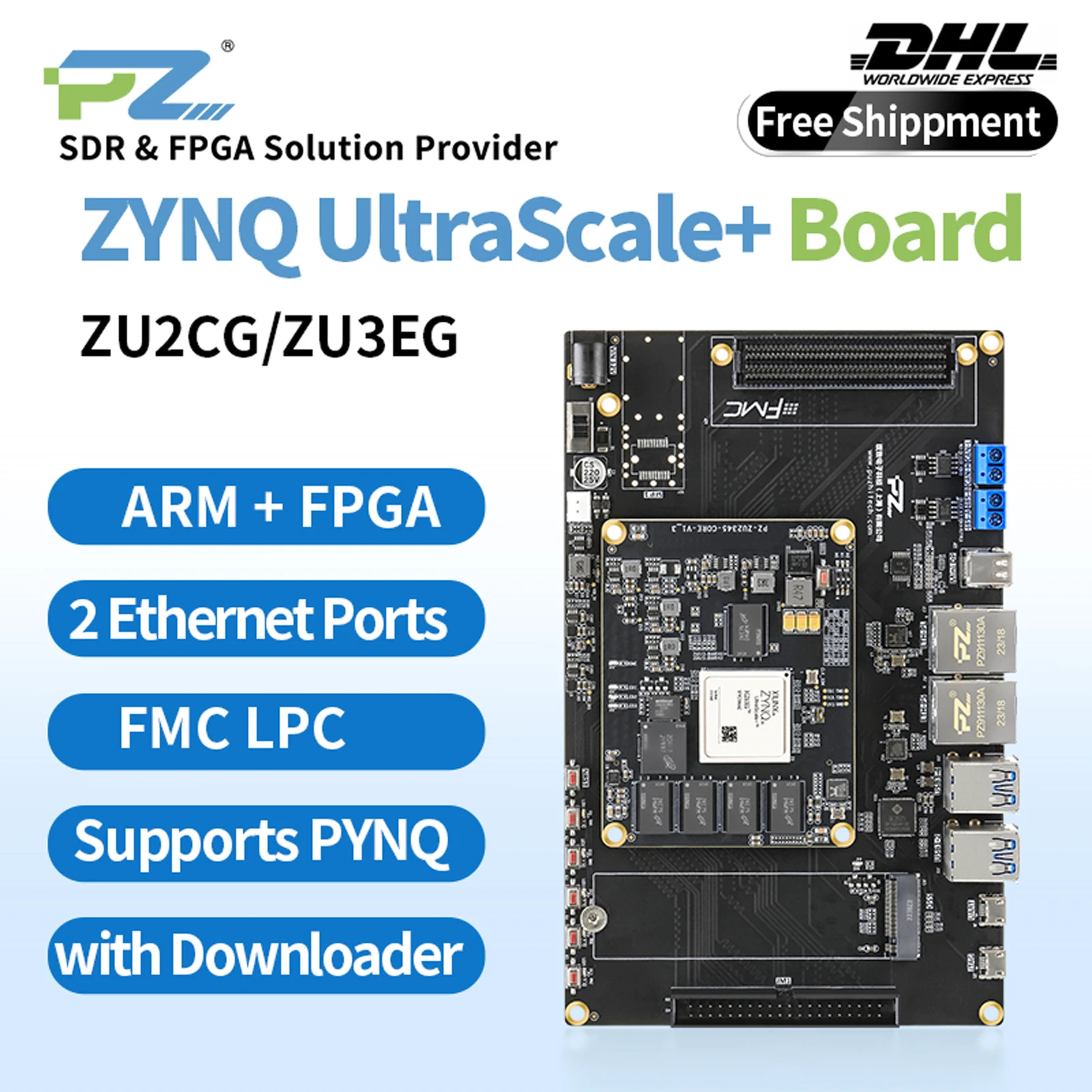 

Puzhi ZU2CG ZU3EG-FL FPGA Development Board Xilinx ZYNQ UltraScale+ XCZU2CG XCZU3EG Evaluation Kit FMC USB3.0