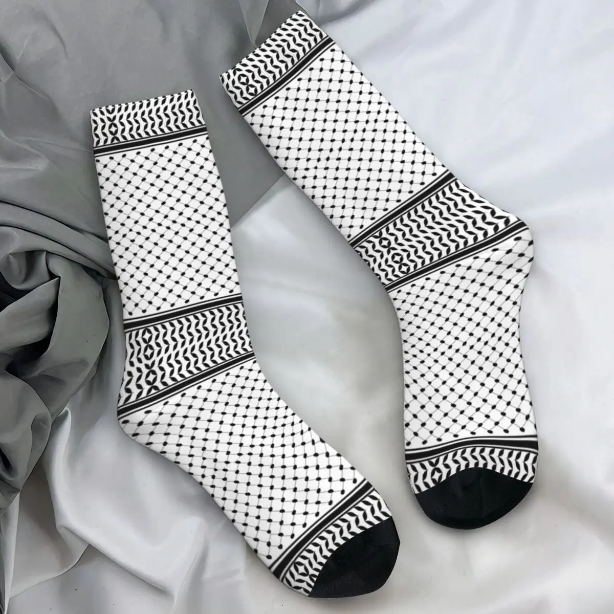 

Palestine Kufiyeh Pattern Socks Vintage Stockings Autumn Anti Skid Men Socks Soft Custom Climbing Socks