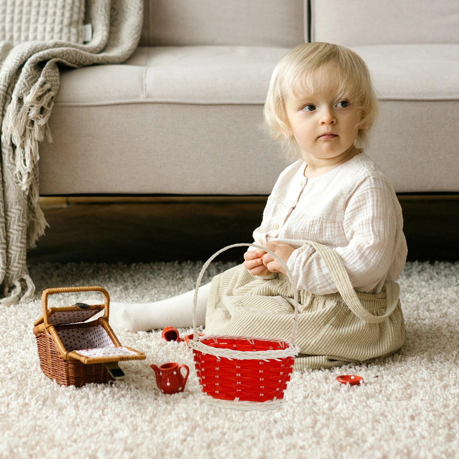 

Children H held Basket Mini Decorative Home Flower Woven Storage Kids Reusable Safe Material Bright Color