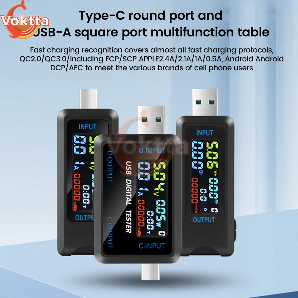Цифровой USB-тестер, вольтметр-амперметр постоянного тока 4,5 ~ 36 В, детектор, измеритель мощности, монитор, индикатор заряда, тестер емкости и напряжения