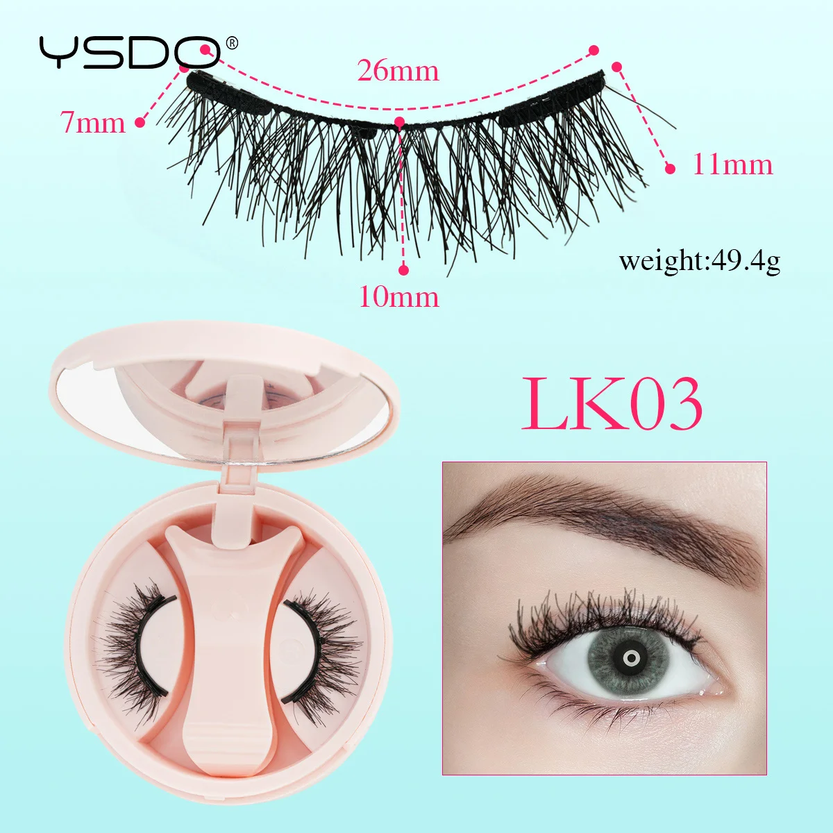 YSDO Magnetische Wimpern 1 Paar Natürliche Magnetische Nerz-Kunstwimpern Wiederverwendbare Flauschige Dicke 3D Falsche Wimpern mit Applikator Klebefrei – Detail 22