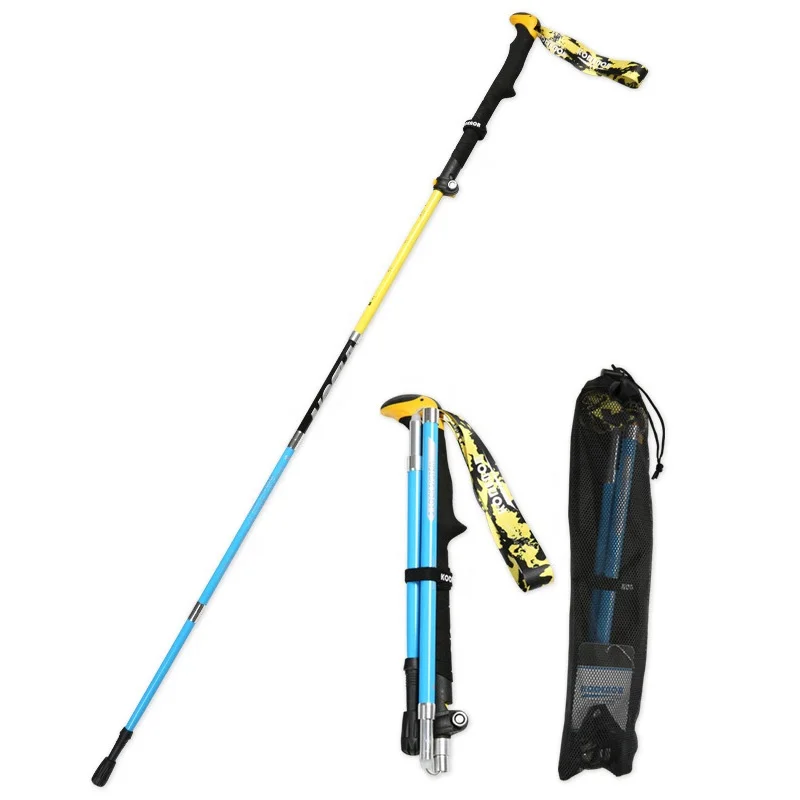 Quick Lock Portable Tekking Stick Colorful 5 Section Carbon Fiber Alpenstocks Mountain Climbing Sightseeling Camping Ski Poles