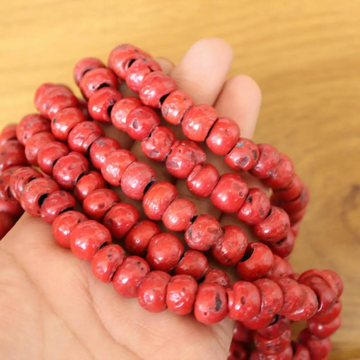 NK160 Vintage Tibetan Red Artificial Coral Beads Necklace,Handmade Nepal 5 Layers 53cm Women Necklace