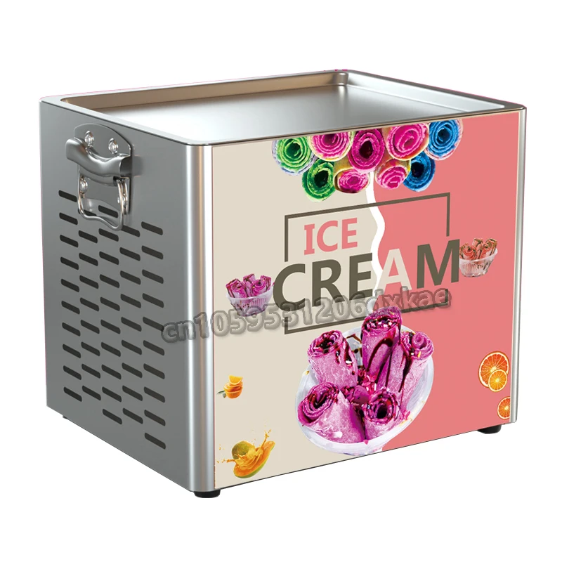 Yogurt Fried Ice Machine Electric Frying Ice Cream Machine Stainless Steel DIY Juice Ice Cream Rolls Maker for Home 110V/220V