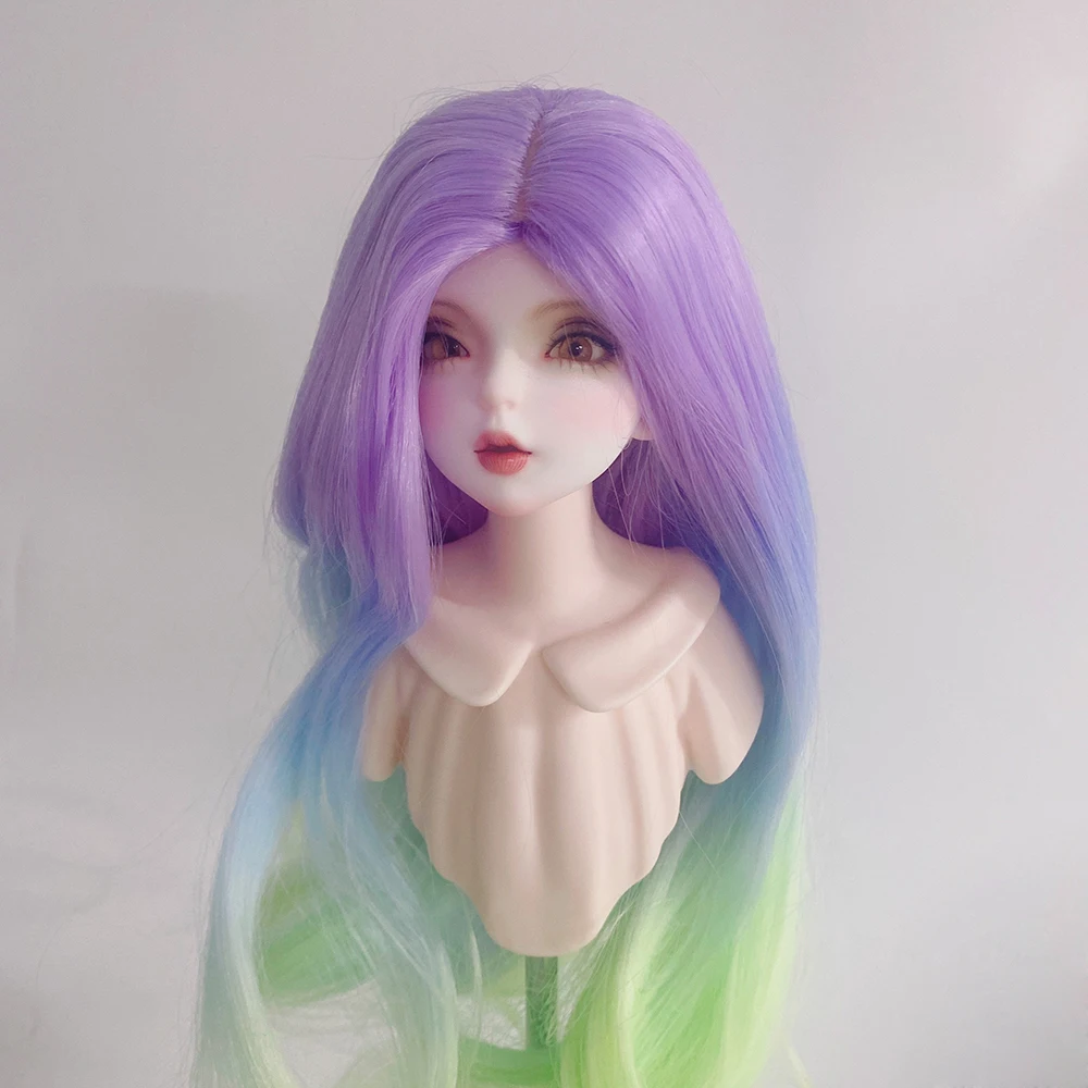 SD Doll Wig BJD Doll Hair Fit For 1/3 1/4 1/6 Doll High Temperature Fiber Rainbow Color Wig Diy  Accessories For Girl Gift