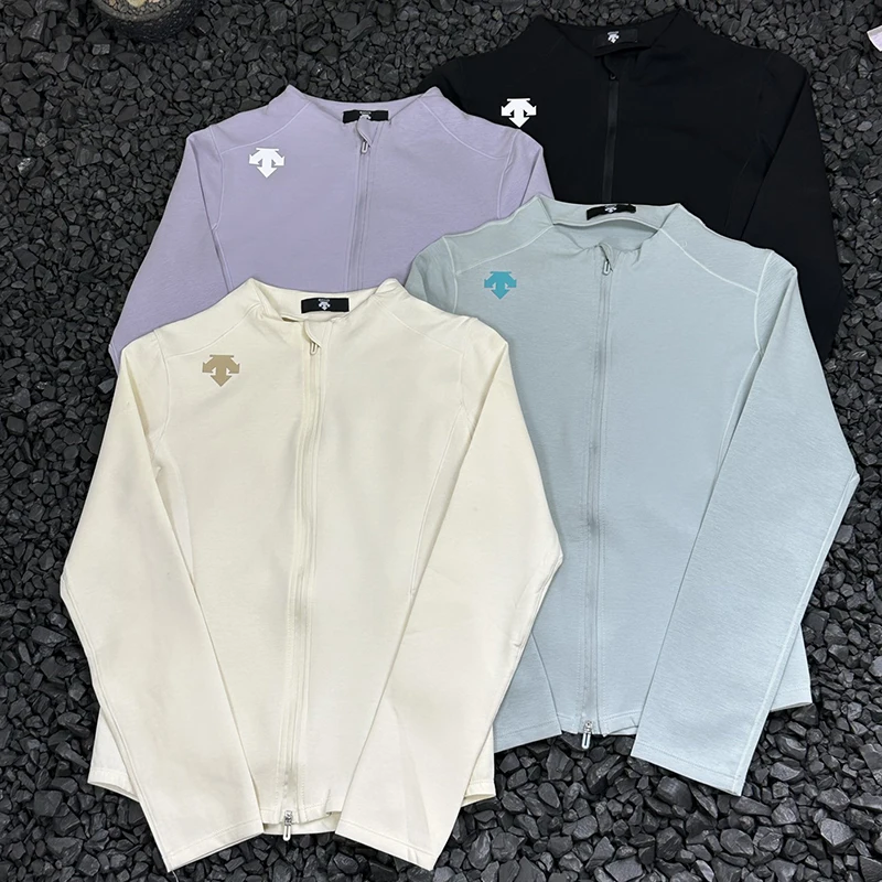 Women's Yoga Knitted Long Sleeve Top Stand Collar Sportswear New Autumn 2026 Fashionable Active Wear DESCENTE