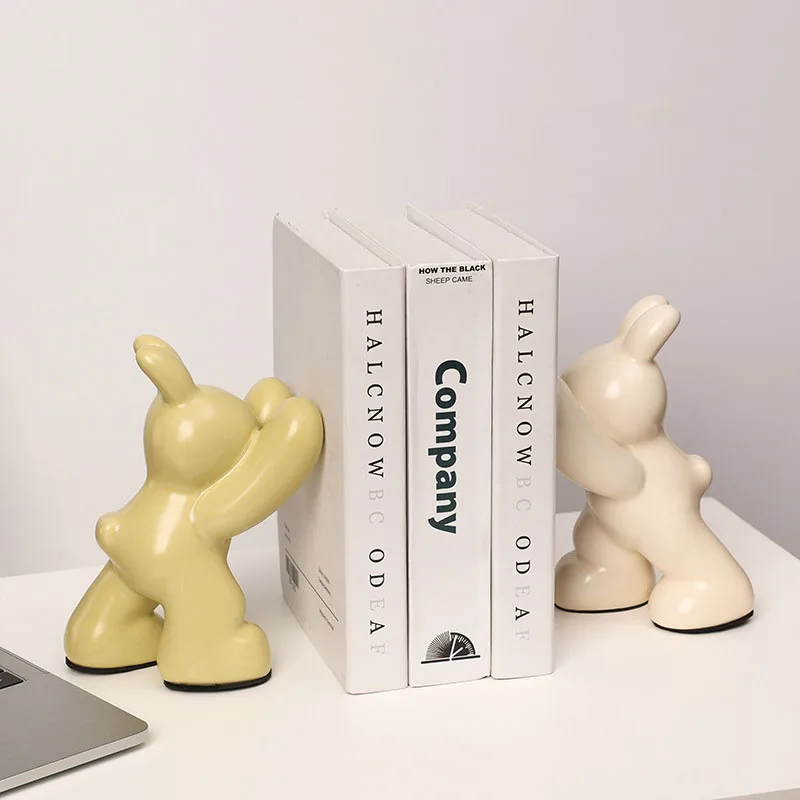 

Nordic Ceramic Rabbit Bookends Ornaments Living Room Porch Wine Cabinet Tabletop Animal Statue Craft Home Decoration Accessories