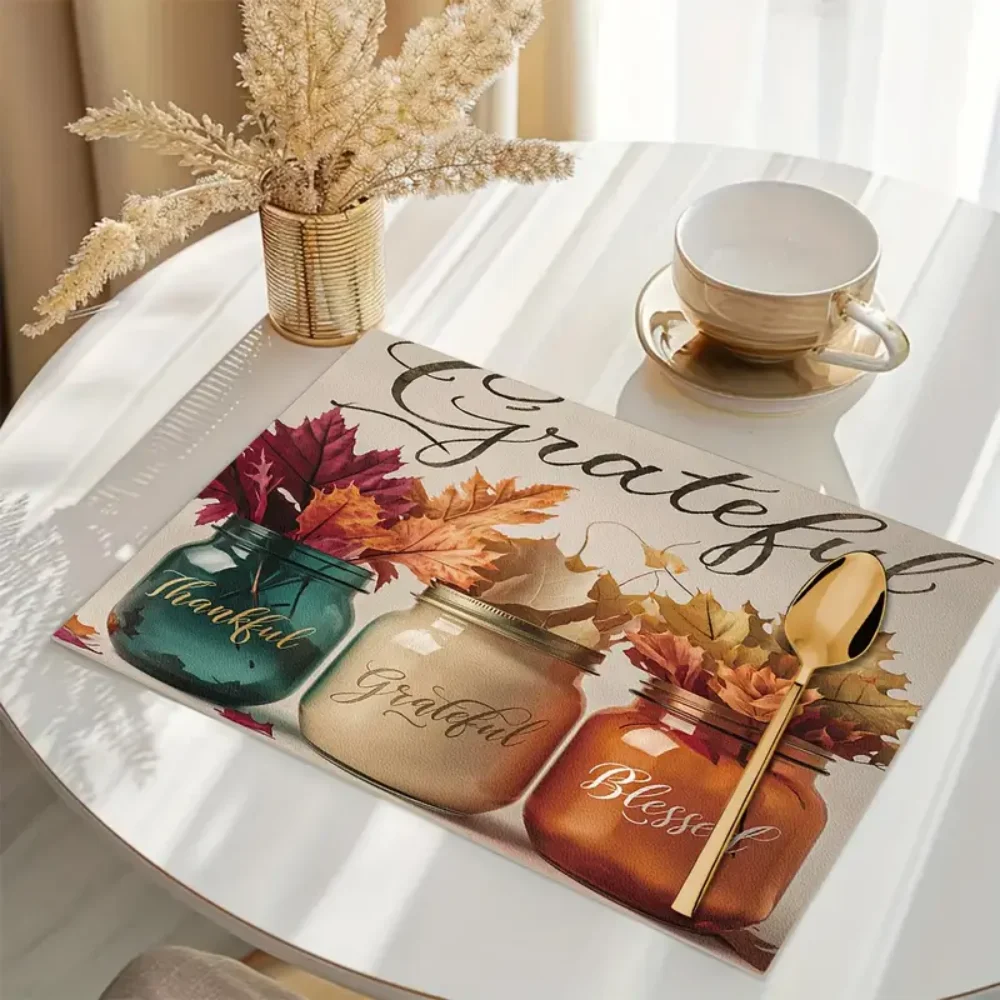 مفارش أطباق جرة الخريف من VIKAMA - مقاومة للماء وقابلة للغسل ومقاومة للحرارة، مثالية لتزيين المطبخ والطاولات المنزلية