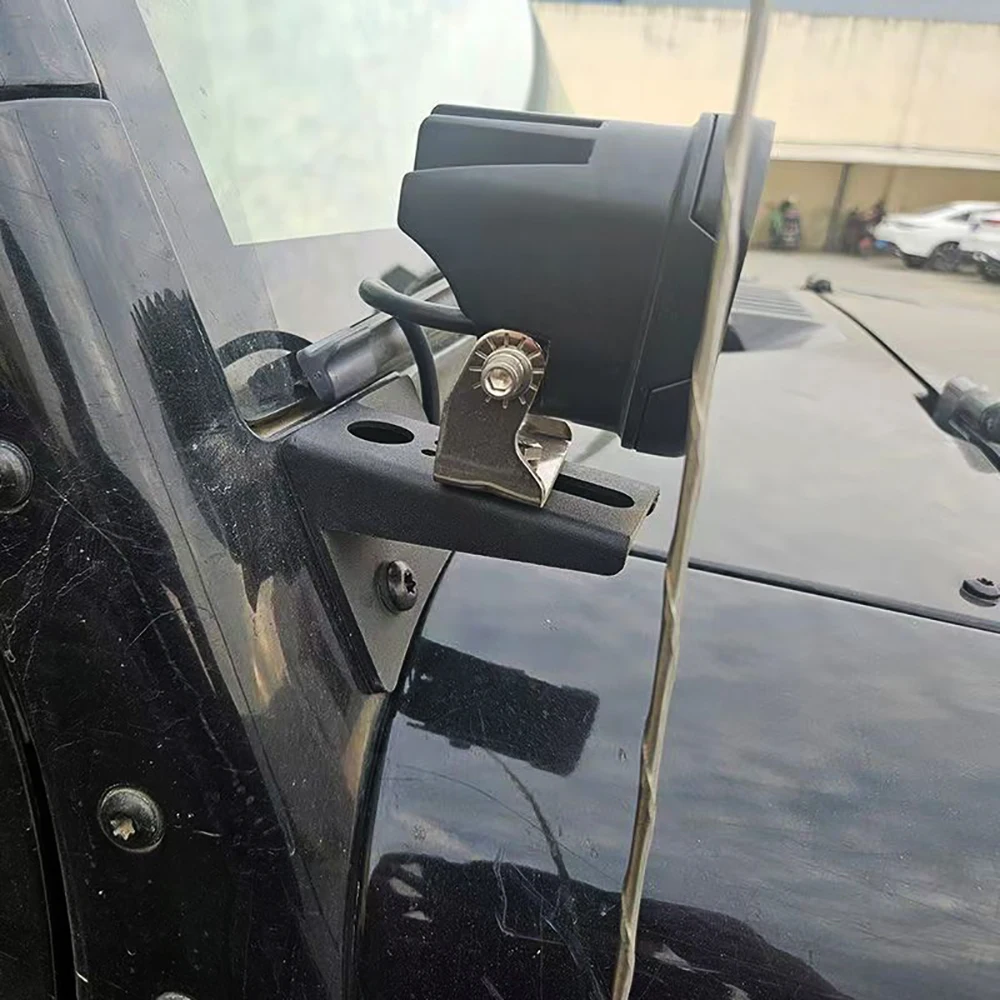 Lantsun A03 A-Pillar LED Work Light Bracket Steel Holder 2PCS Windshield Hinge Mounting Brackets for Jeep for wrangler JK07-17