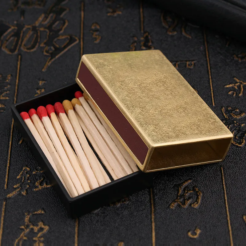 Portable Anti-Pressure Metal Cigarette Matchbox Retro Cigarette Matches Case 57*36*13mm