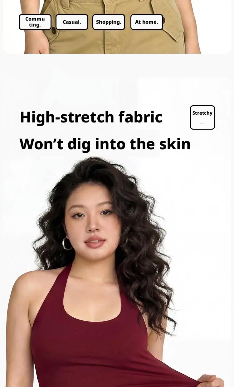 S-3XL Für 40-90kg Übergrößen Neckholder-Camisole-Top für Damen mit Brustpolster, schönem Rückendesign und festem Cup, Tanktops – Detail 7