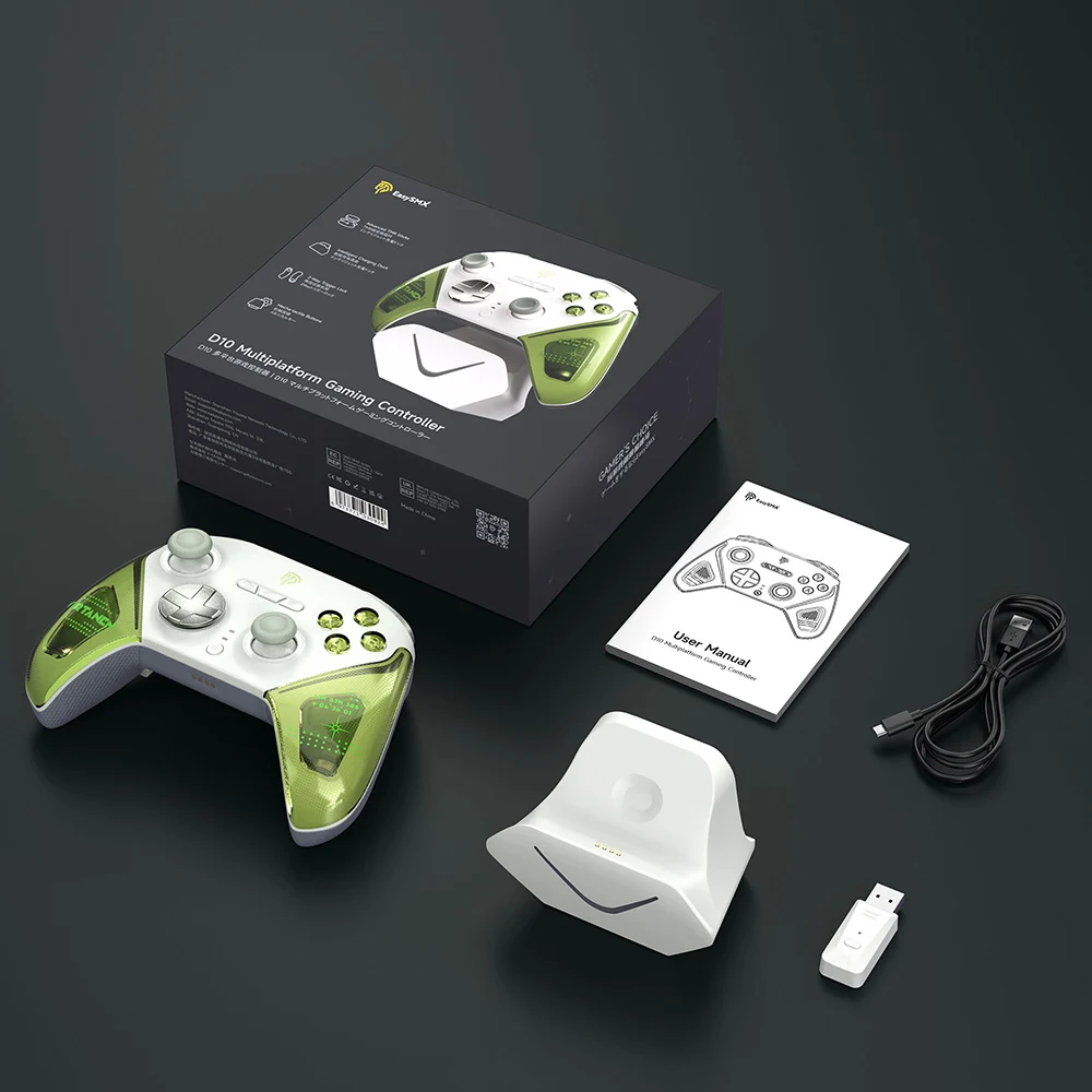 وحدة تحكم EasySMX D10 بلوتوث RGB لوحة ألعاب لاسلكية للكمبيوتر/التبديل/الهاتف/البخار، عصا التحكم TMR، تأثير القاعة