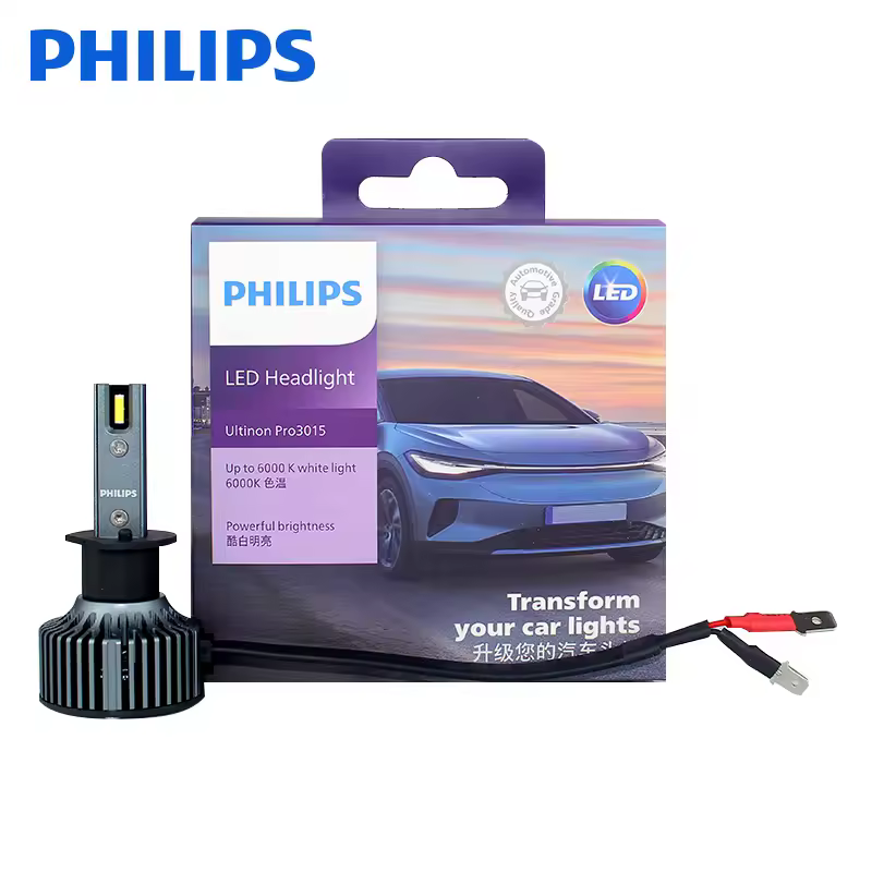 Philips-Lampes LED H1 Ultinon Pro3015, 12V, 24V, 6000K, Blanc Brcorporelle, Lumière de Sauna existent, 2x