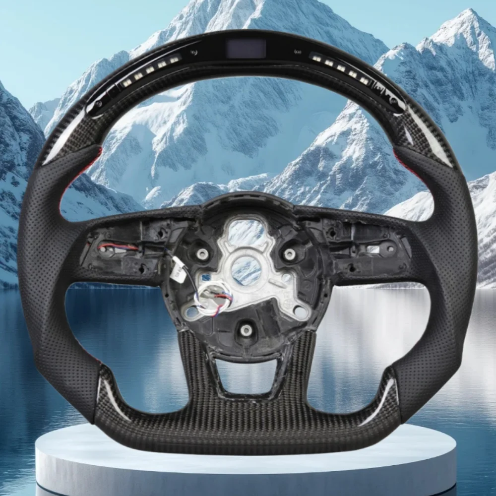 

LED Steering Wheel Carbon Fiber Fit RS3 RS5 S3 S4 S5 2017-2020 Sport Car Steering Wheel Red Stitching Accessories For Audi RS4