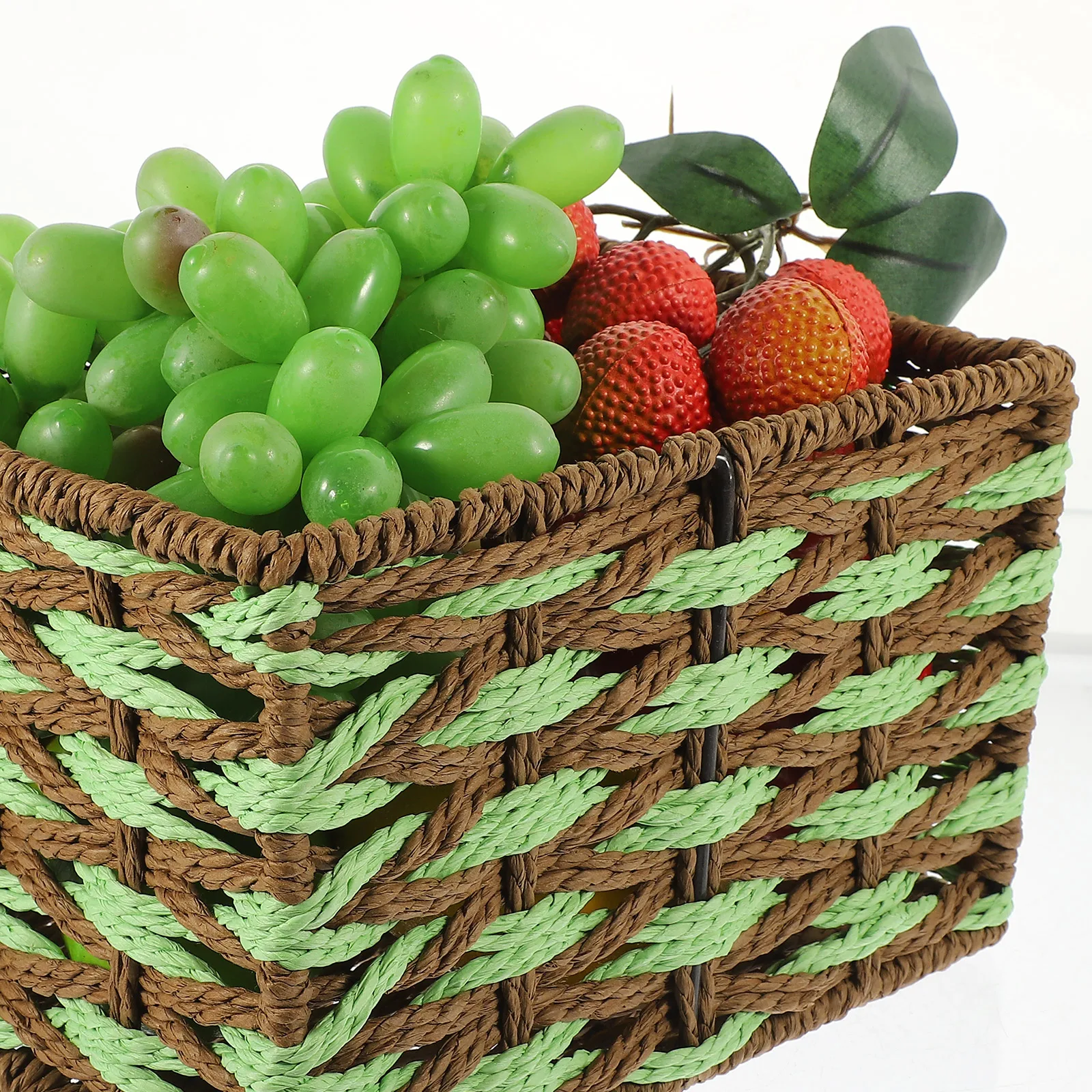 

Natural Woven Snack Fruit Storage Basket Household Organizer Bin Paper Rope Basket for Bathroom Bedroom Decor