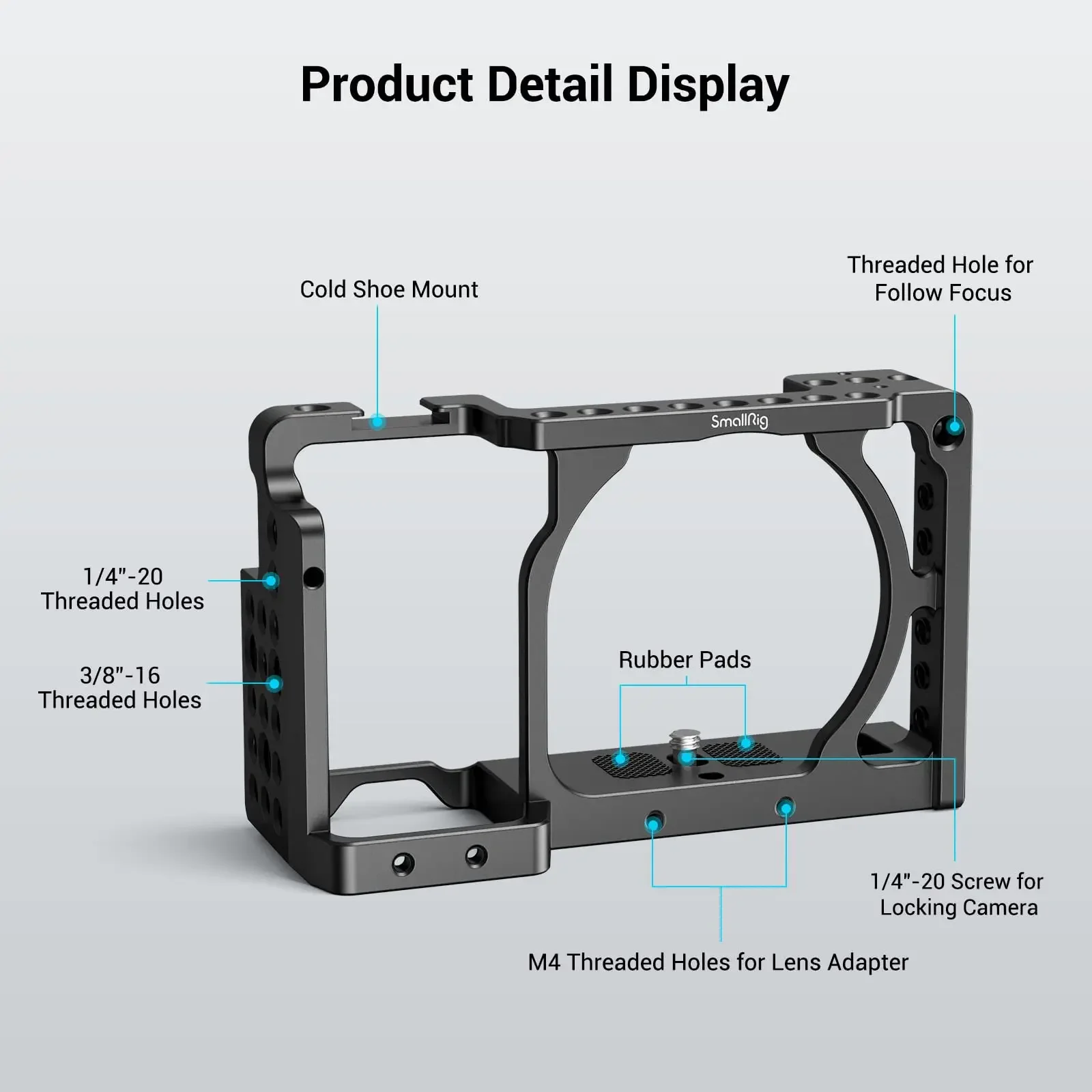 SmallRig Camera Cage for Sony A6000/A6300/A6500 ILCE-6000/ILCE-6300/A6500/Nex-7 Aluminum Alloy Cage To Mount Tripod Monitor-1661