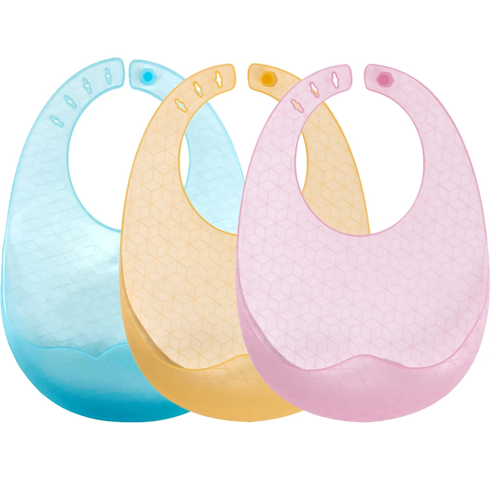 

3pcs Silicone Baby Feeding Toddler Eating Infant Girl Drool Lightweight Baby Eating Bibs Portable Adjustable Neck Strap