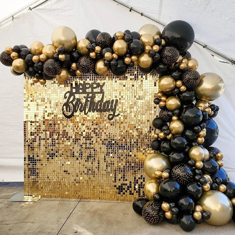 112pcs Black Gold Balloon Garland  DIY Metallic Latex Birthday Balloon Arch Set Birthday Party Wedding Baby Shower Decor Globos