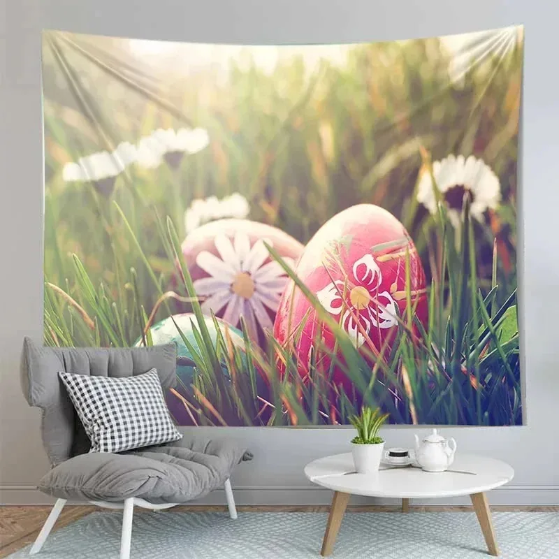 

SZQ11Happy Easter Egg Tapestries Aesthetic Dormitory Wall Hanging Cloth Home Decoration House Bedroom Living Room Background0Ty$