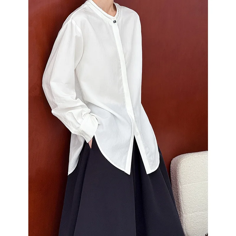 

Early Autumn New Korean Solid Color Loose Long Sleeved Shirt Casual Versatile Top New Style