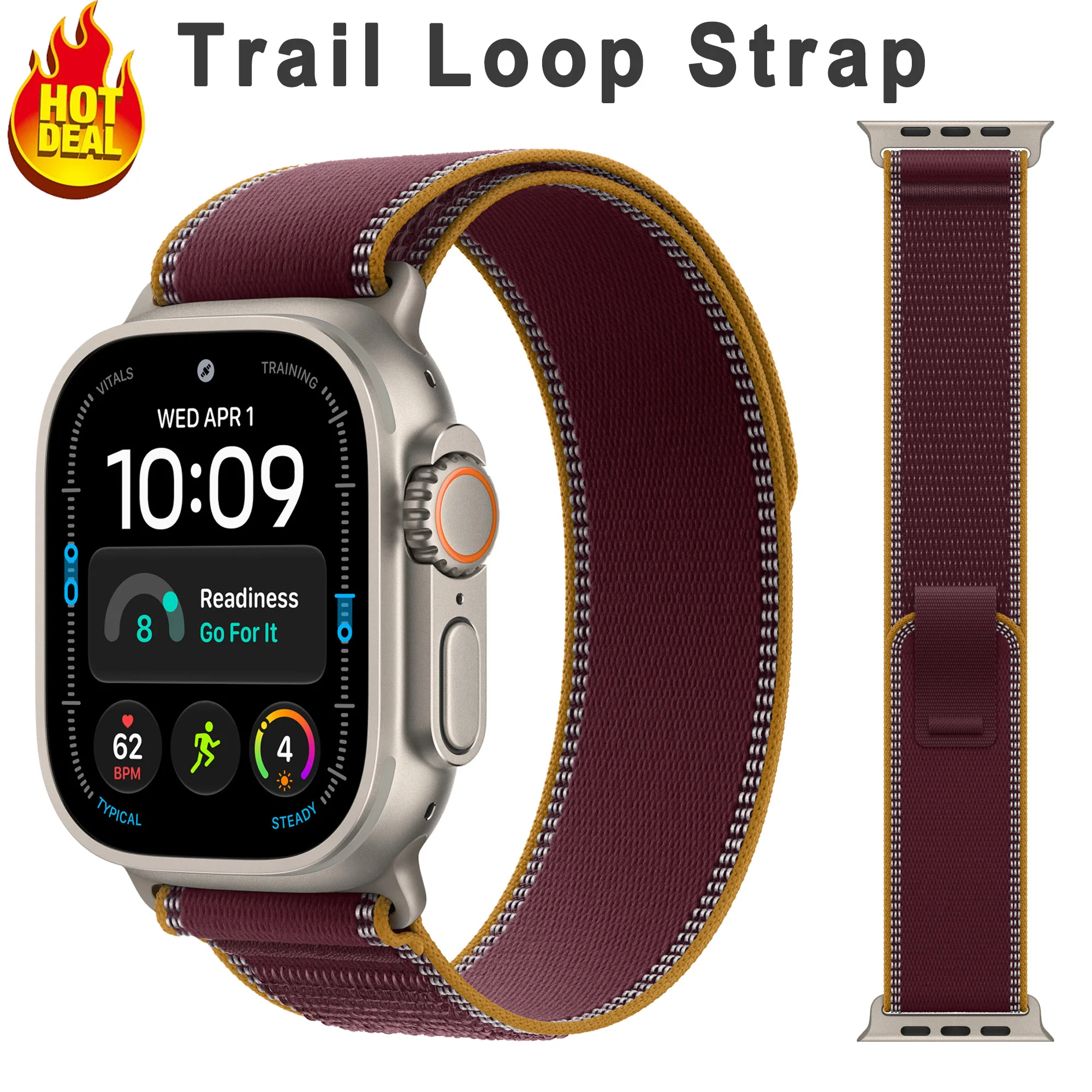 2026 Trail Loop Band for Apple Watch Ultra 4 Strap 49mm 46mm 45mm 44mm Burgundy Alpine Correa Bracelet iWatch Series 12 11 10 9