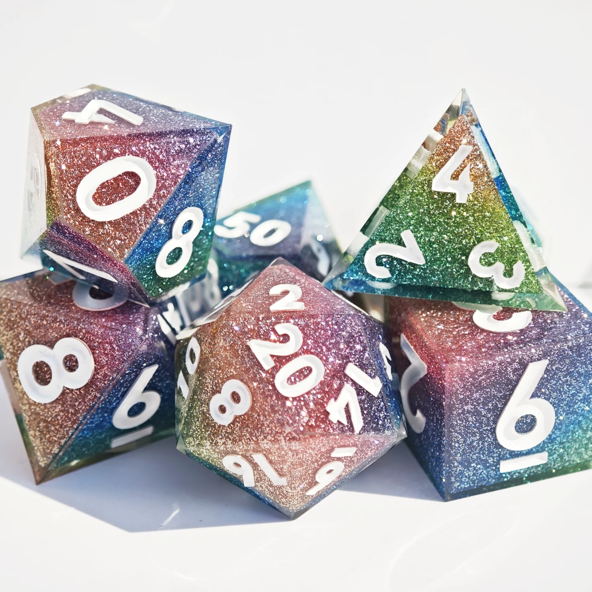 MINI PLANET New Design DND Dice Set Polyhedral Resin Dice with Sharp Edges for TRPG Dragon and Dungeon MP145 Whirling Dream Dice