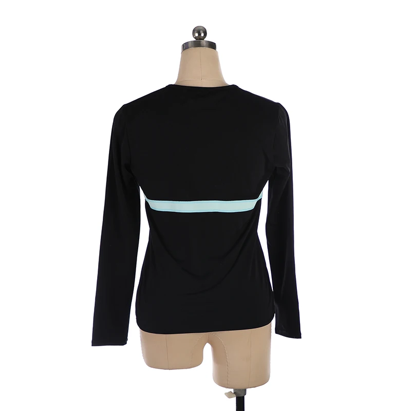 Women's Adult Training Competition Customized Figure Skating T-shirt Patinaje Artistic Gymnastics Warm Fleece Round Neck Top