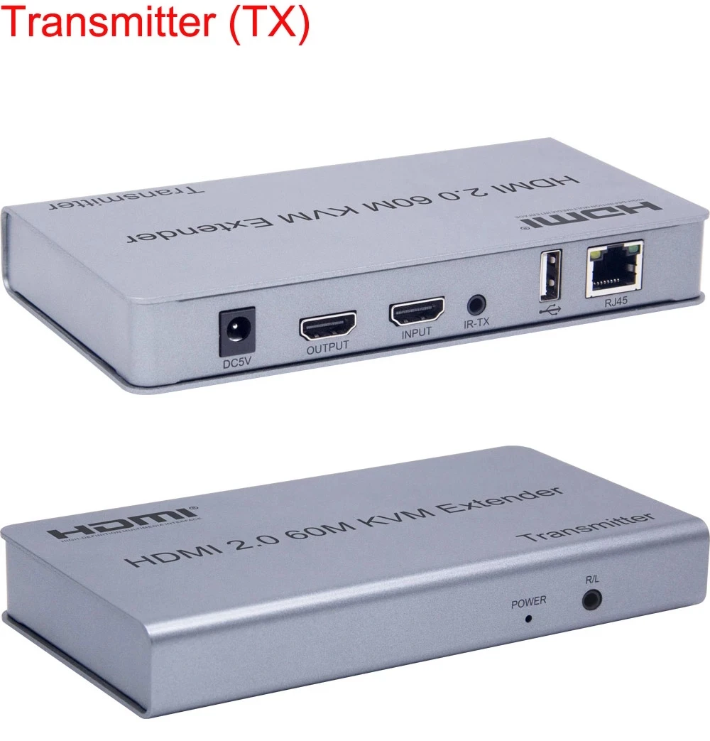 4K 60Hz HDMI 2.0 KVM Extender 60M HDMI USB Extension Over Ethernet CAT5e/6 1080P HDMI Extender with USB Support Mouse Keyboard