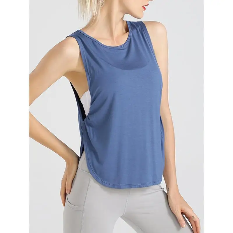 Women's Yoga Vest Top Fitness Pilates Training Side Knot Slimming Running Sporty Style Short Length Polyester Fabric