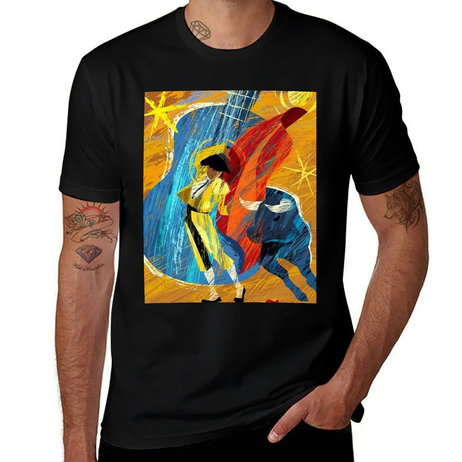 SPAIN; Vintage Bull Fight Advertising Print T-Shirt Casual Daily Wear Short Sleeve Top T-Shirt