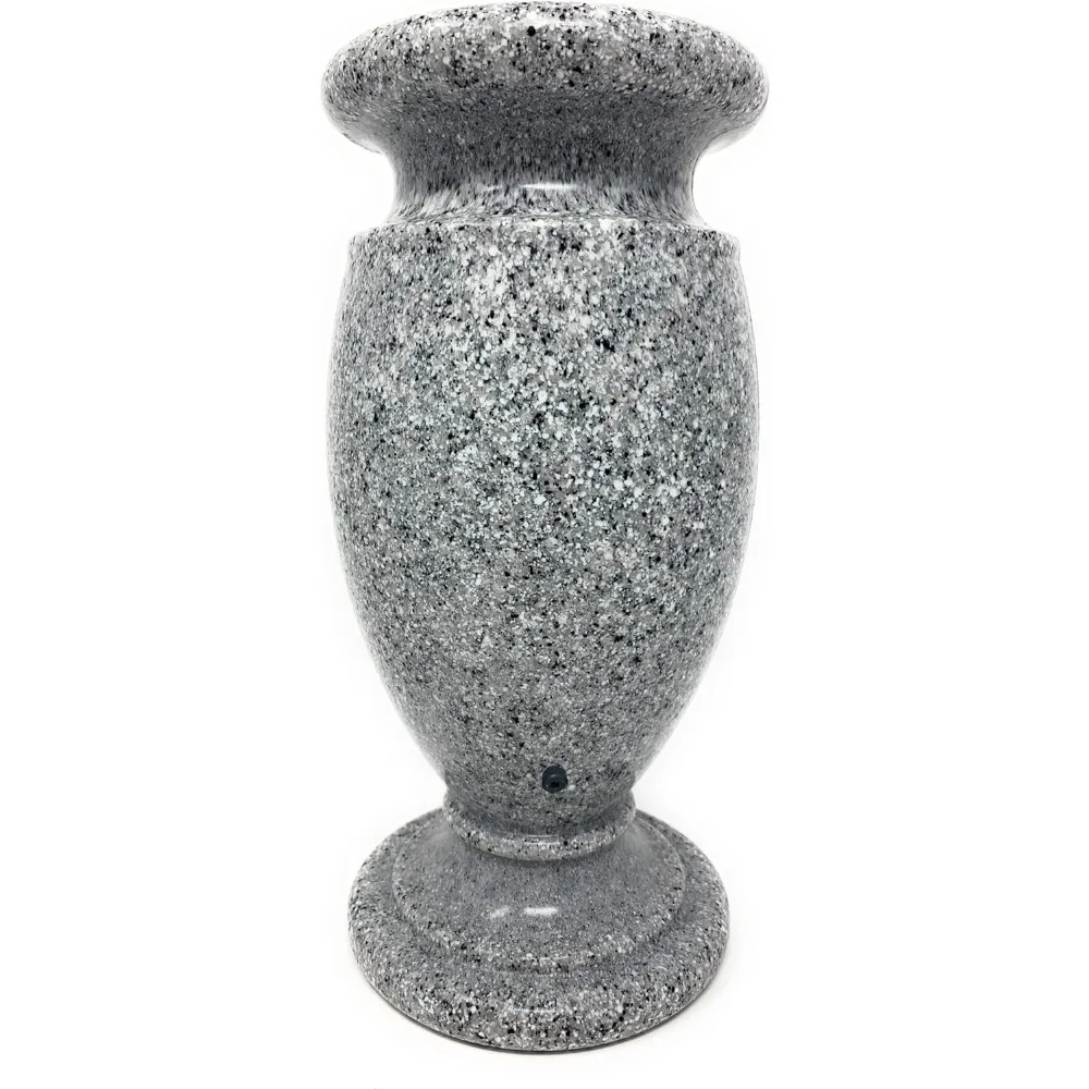 

OPTIMUM greek Memorial Cemetery Flower Vase - Plastic (Light Grey Granite Drainage Hole) with Metal Ground Spike