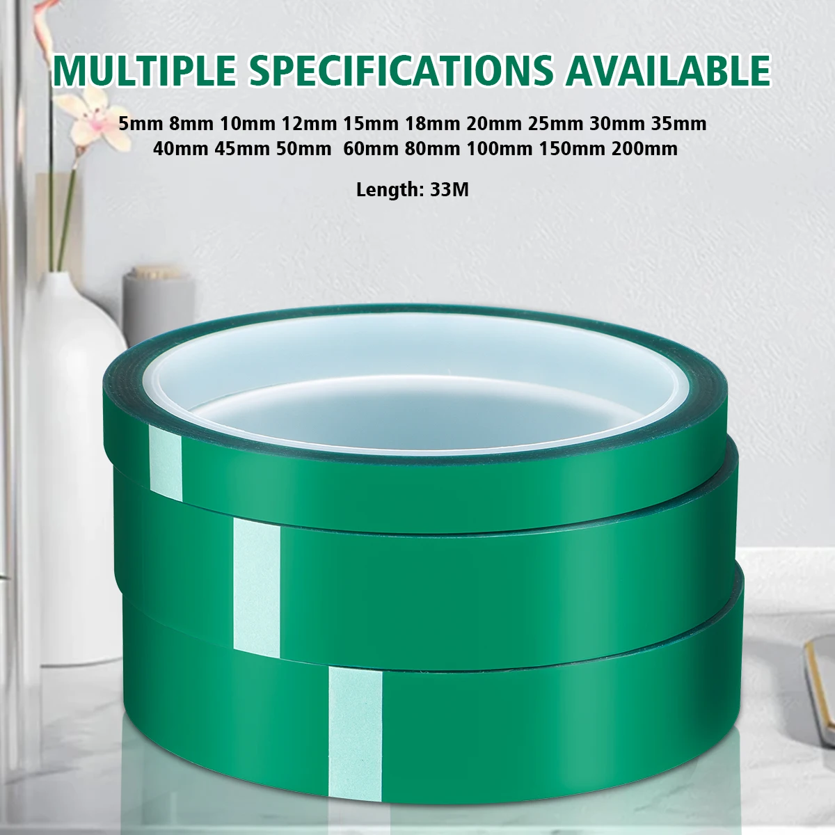 33m Green High Temperature Resistant Tape PET Film PCB Circuit Board SMT Baking Paint Electroplating Protection