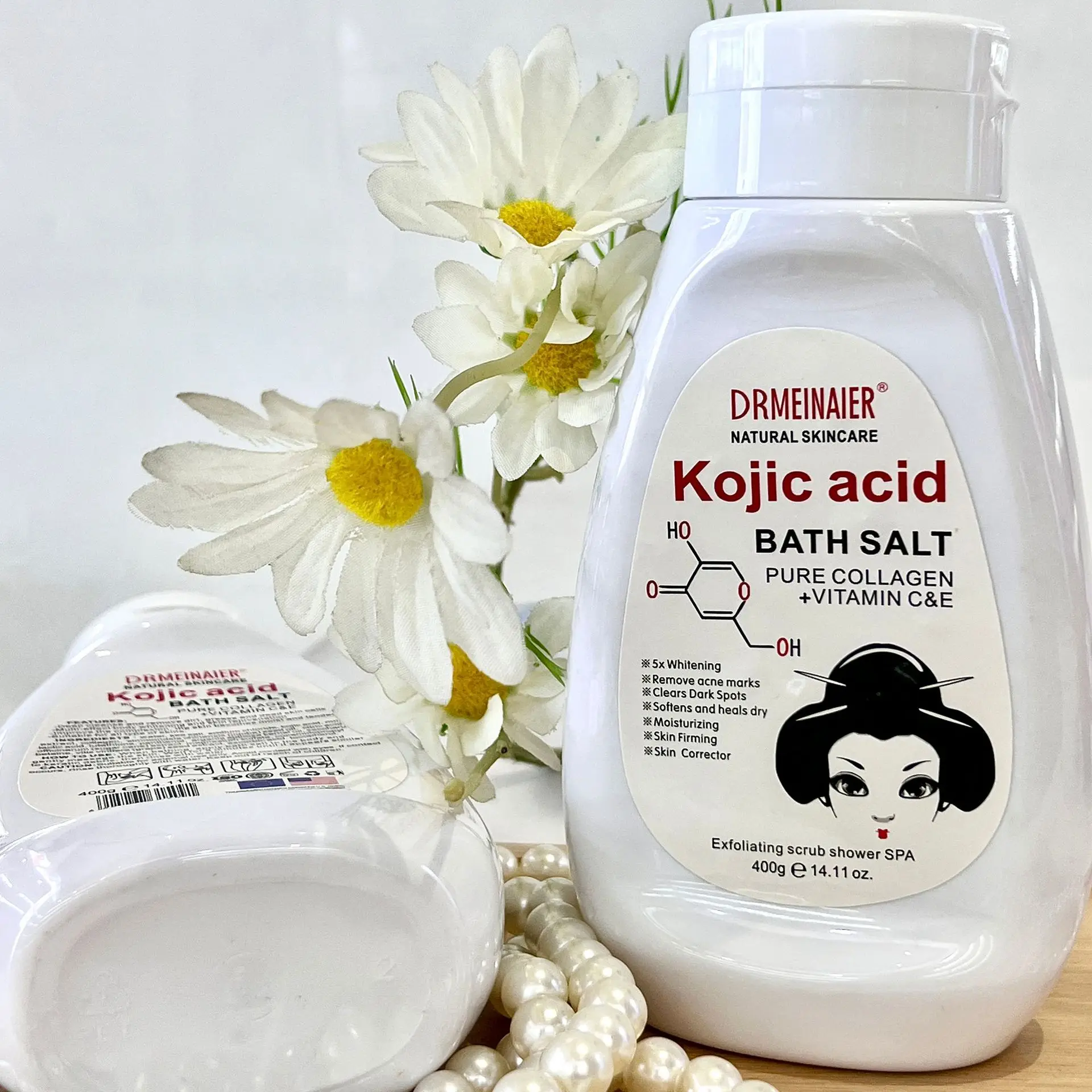 400G Kojic Acid Collagen Bath Salt Whole Body Whitening Exfoliating Chicken Skin Scrub Firming Rejuvenate the skin Skincare