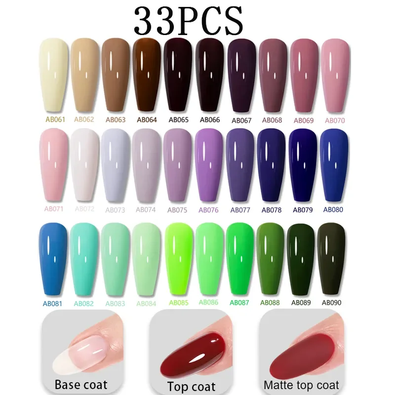 YOKEFELLOW 122 Colors Gel Nail Polish Set Pure Color Gel Soak Off UV Led Gel Varnish Glitter Sequins Gel Nail Kits 10ML
