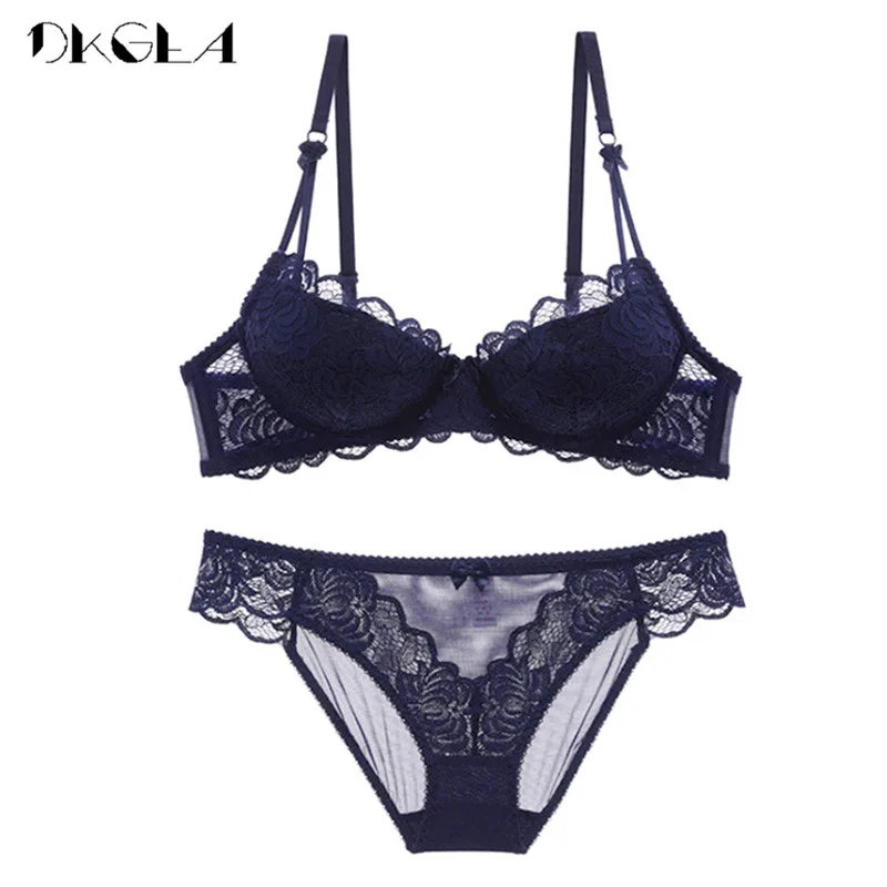 Sous-vêtements en coton fin et confortable pour femmes, ensemble Sexy avec soutien-gorge brodé, Push Up, en dentelle, noir