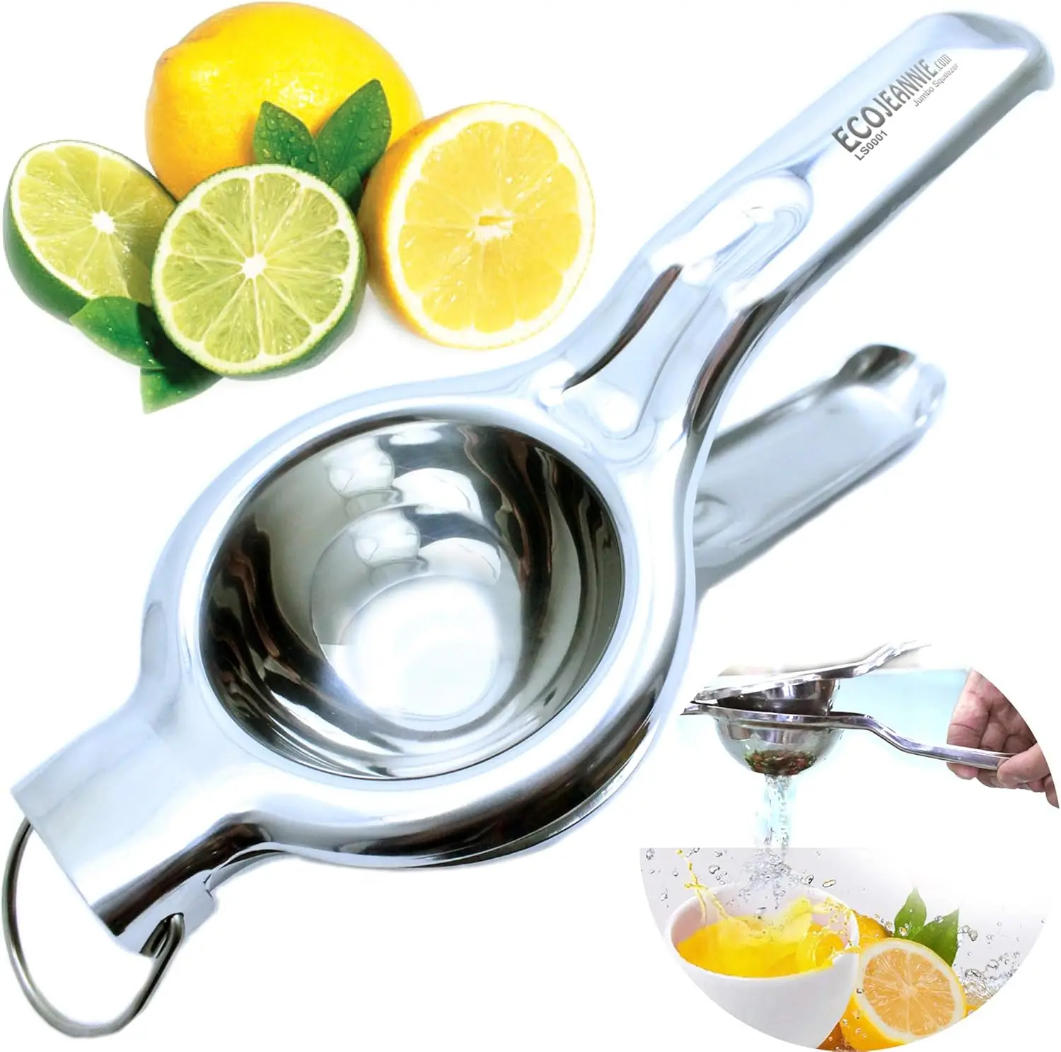 

Stainless Steel Lemon Squeezer with Mirror Finish, Jumbo Size Manual Citrus Press for Maximum Juice Extraction, Easy Clean
