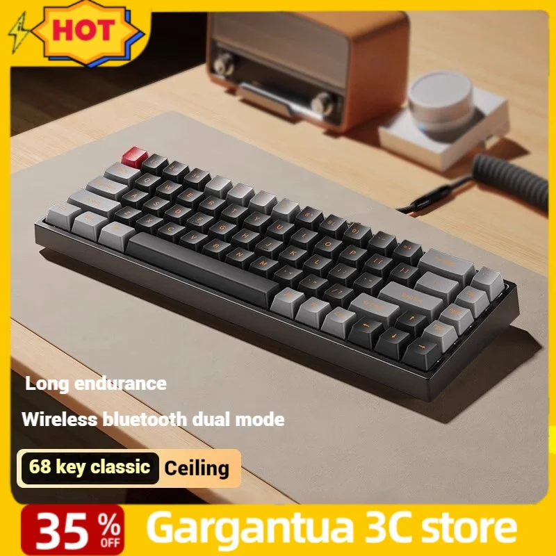 J20pro Wireless Mechanical Keyboard 68 Keys Gaming Keyboard Dual Mode Hotswap 1000hz Long Battery Life Office Gamer Accessories