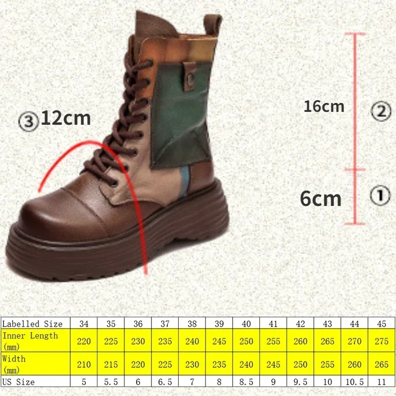 Koznoy Ankle Boots 6cm Genuine Leather Wedge Booties Ethnic Women ZIP Platform Moccasins Autumn Spring Mixed Color Fashion Shoes