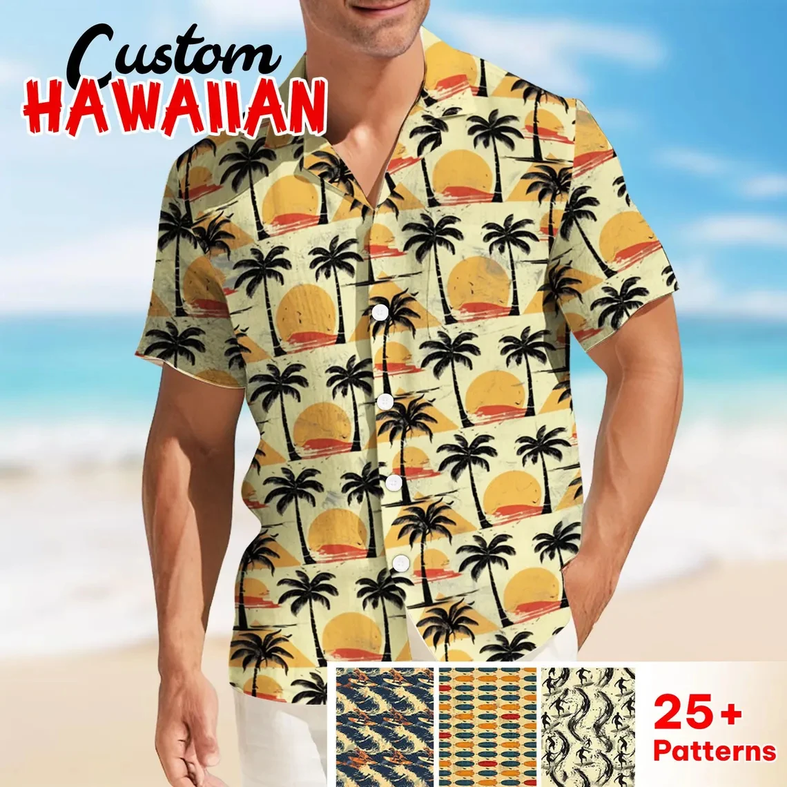

Summer Short-sleeved Shirts 2025 New Fashion Cool Palm Print Beach Casual Hawaiian Vacation Retro Skull Men's Breathable Camisa
