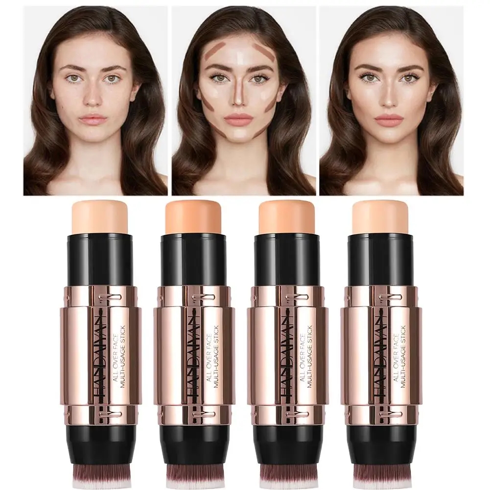 

Double-head Face Bronzer Contour Stick Cream Makeup Shadow Dark To And With Color Waterproof Easy Light Long-lasting Brush L6E7
