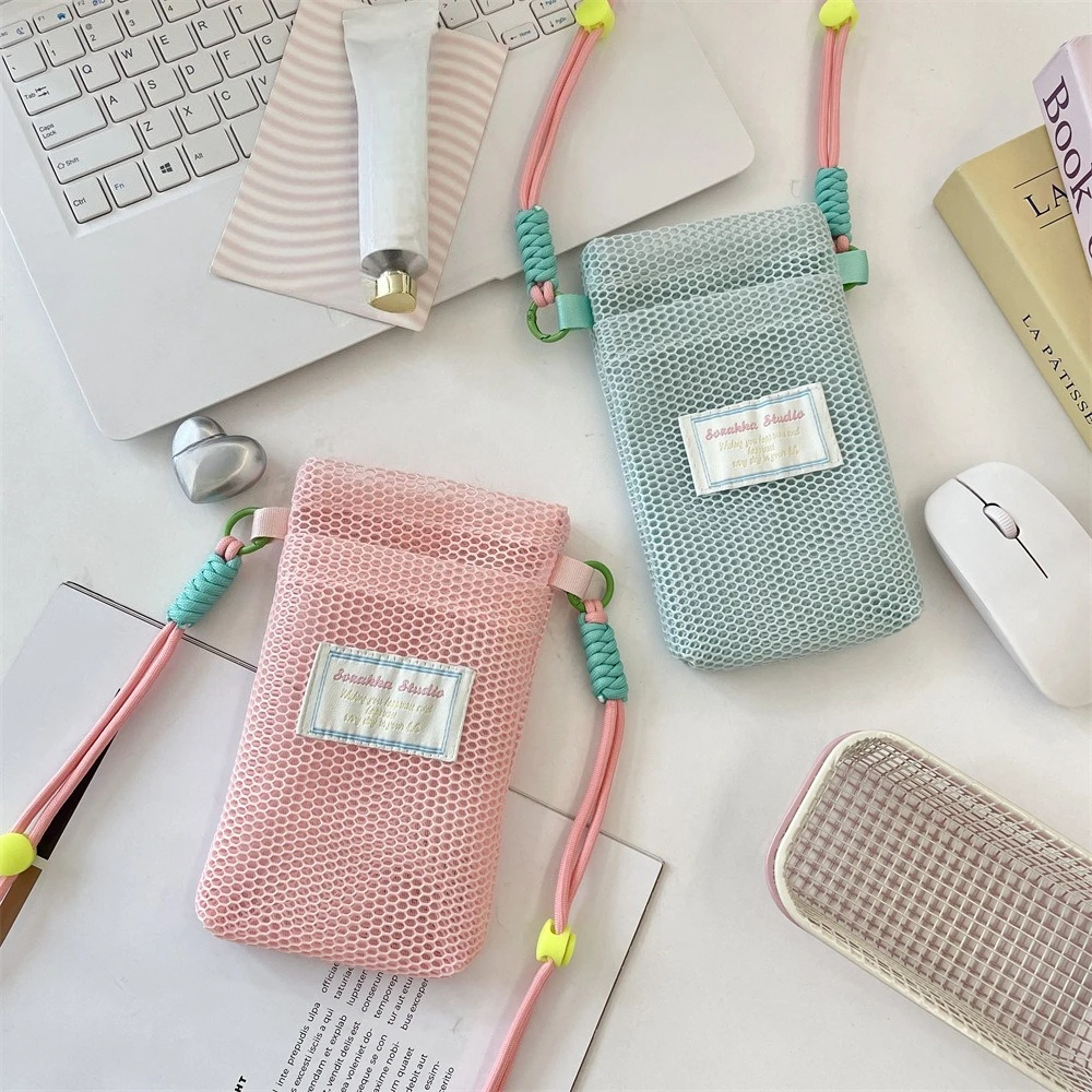 Sweet and Fresh Mobile Phone Bag for Women 2025 Summer New Style Cute Mini Shoulder Bag Crossbody Mesh Portable Cosmetics Bag image 2