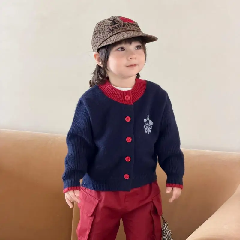 2026 Autumn New Baby Long Sleeve Sweater Coat Boys Cartoon Knitted Cardigan Infant Girls Casual Jacket Toddler Clothes