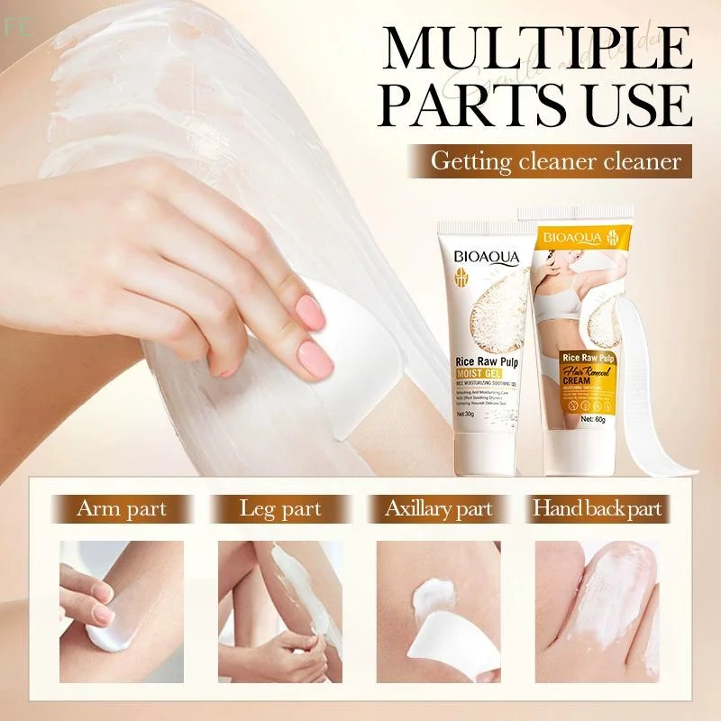 BIOAOUA 2Pcs Men And Women Rice Pulp Depilatory Cream Hair Removal Painless Cream For Removal Armpit Legs Hair Body Care Shaving
