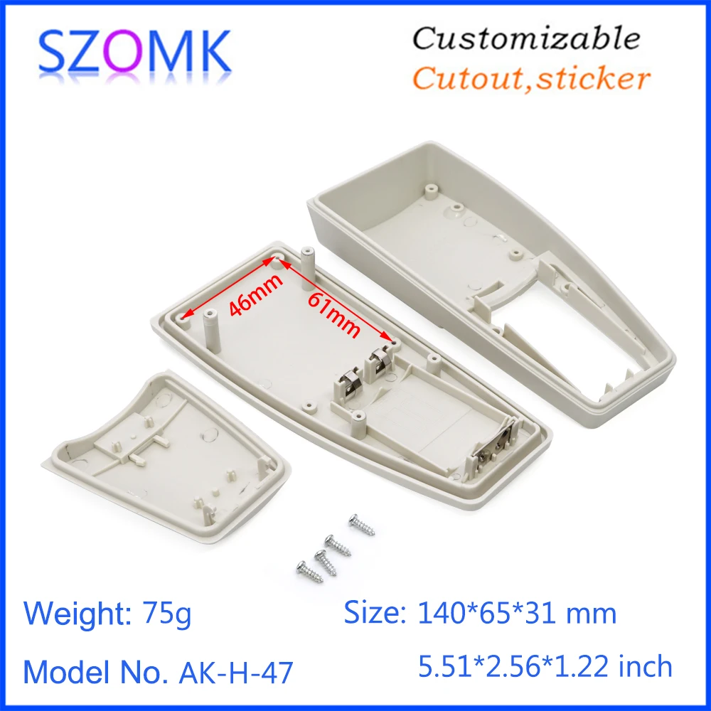 1Piece hot sales SZOMK 2x AA battery plastic box handheld for electronics project customizable abs instrument box